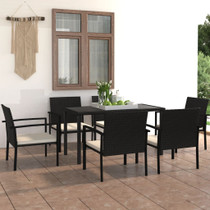 7-dijelni vrtni blagovaonski set od poliratana crni 3065708