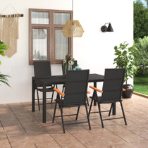 5-dijelni vrtni blagovaonski set crno-smeđi 3060084