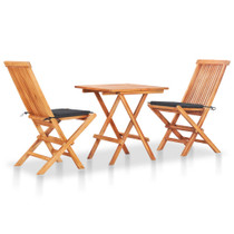 3-dijelni bistro set s antracit jastucima od masivne tikovine 3063225