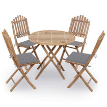 5-dijelni sklopivi vrtni blagovaonski set od bambusa 3063961
