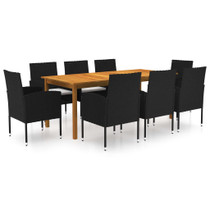 9-dijelni vrtni blagovaonski set crni 3067929