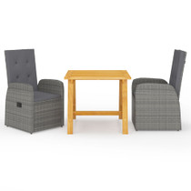 3-dijelni vrtni blagovaonski set sivi 3068710