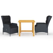 3-dijelni vrtni blagovaonski set tamnosivi 3068725