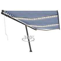 Automatska tenda sa senzorom LED 600 x 300 cm plavo-bijela 3069811