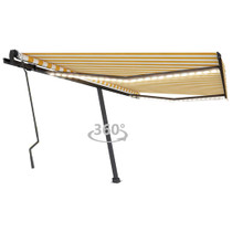 Tenda na ručno uvlačenje s LED svjetlima 400x300 cm žuto-bijela 3069743