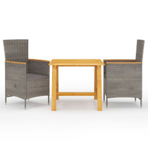 3-dijelni vrtni blagovaonski set sivi 3068706