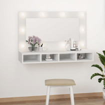 Ormarić s ogledalom i LED svjetlima bijeli 90 x 31,5 x 62 cm 808891