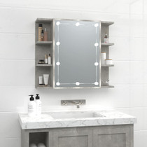 Ormarić s ogledalom i LED svjetlima boja betona 70x16,5x60 cm 808877