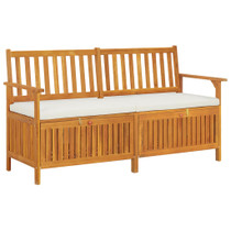 Klupa za pohranu s jastukom 148 cm od masivnog bagremovog drva 316737