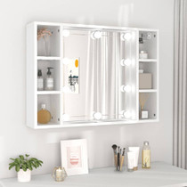 Ormarić s ogledalom i LED svjetlima bijeli 76 x 15 x 55 cm 808855