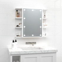 Ormarić s ogledalom i LED svjetlima bijeli 70 x 16,5 x 60 cm 808873