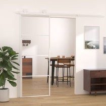 Klizna vrata od stakla ESG i aluminija 76 x 205 cm bijela 151656