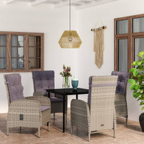 5-dijelni vrtni blagovaonski set s jastucima sivo-crni 3099372