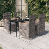 5-dijelni vrtni blagovaonski set s jastucima sivi 3099451