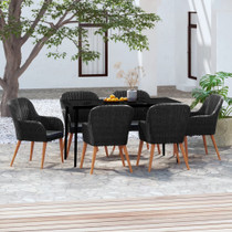 7-dijelni vrtni blagovaonski set s jastucima crni 3099520