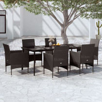 7-dijelni vrtni blagovaonski set s jastucima crni 3099309