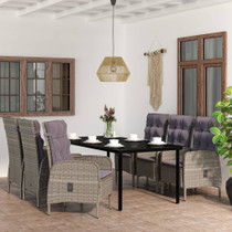 7-dijelni vrtni blagovaonski set s jastucima sivo-crni 3099363