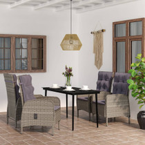 5-dijelni vrtni blagovaonski set s jastucima sivo-crni 3099373