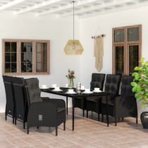 7-dijelni vrtni blagovaonski set s jastucima crni 3099368