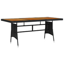 Vrtni stol crni 160x70x72 cm poliratan i masivno bagremovo drvo 318694