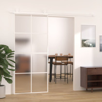 Klizna vrata od mutnog stakla ESG i aluminija 90x205 cm bijela 151673