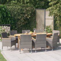 9-dijelni vrtni blagovaonski set s jastucima sivi 3103601