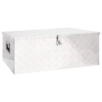 Kutija za pohranu srebrna 100 x 55 x 37 cm aluminijska 152256 Kutija za pohranu srebrna 100 x 55 x 37 cm aluminijska 152256