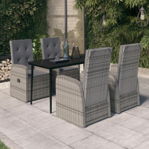5-dijelni vrtni blagovaonski set s jastucima sivi 3099487