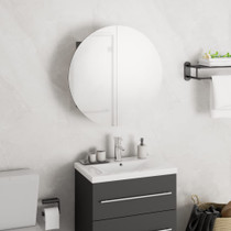 Kupaonski ormarić s okruglim ogledalom LED sivi 40x40x17,5 cm 345581