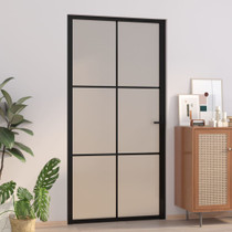 Unutarnja vrata 102,5 x 201,5 cm crna od mat stakla i aluminija 350559