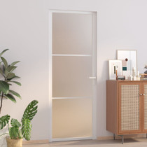 Unutarnja vrata 76 x 201,5 cm bijela od mat stakla i aluminija 350576