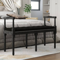 Klupa crna 110 x 40 x 70 cm baršunasta 344428 Klupa crna 110 x 40 x 70 cm baršunasta 344428