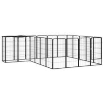 Ograda za pse s 22 panela crna 50 x 100 cm čelik obložen prahom 3115951