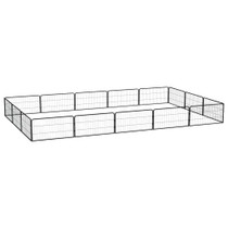 Ograda za pse s 16 panela crna 100 x 50 cm čelik obložen prahom 3115969