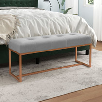 Klupa siva 110 x 36 x 45 cm baršunasta 350603