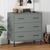 Komoda s 3 ladice siva 77 x 40 x 79,5 cm od masivnog drva OSLO 350980
