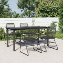 5-dijelni vrtni blagovaonski set od PVC ratana crni 3156572