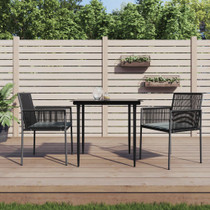 Vrtne stolice s jastucima 2 kom crne 54x60,5x83,5 cm poliratan 364102
