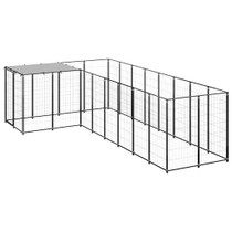 Kavez za pse crni 6,05 m² čelični 3082225 Kavez za pse crni 6,05 m² čelični 3082225