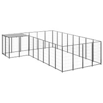 Kavez za pse crni 10,89 m² čelični 3082226 Kavez za pse crni 10,89 m² čelični 3082226