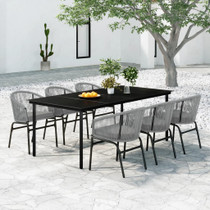 7-dijelni vrtni blagovaonski set sivi 3099237