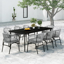 9-dijelni vrtni blagovaonski set sivi 3099256