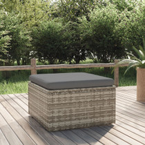 Vrtni tabure s jastukom sivi 55 x 55 x 30 cm od poliratana 318668