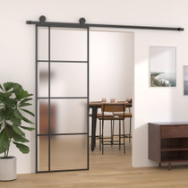 Klizna vrata od mutnog stakla ESG i aluminija 76 x 205 cm crna 151679
