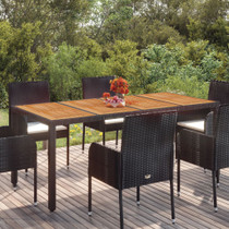 Vrtni stol s drvenom pločom crni 190 x 90 x 75 cm od poliratana 319905