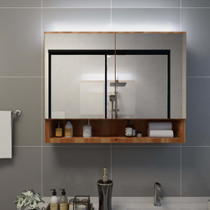 LED kupaonski ormarić s ogledalom boja hrasta 80x15x60 cm MDF 323606