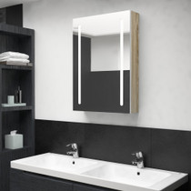 LED kupaonski ormarić s ogledalom bijeli i hrast 50x13x70 cm 326500