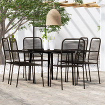7-dijelni vrtni blagovaonski set crni 3099146