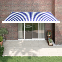 Tenda na uvlačenje plavo-bijela 4 x 3 m od tkanine i aluminija 3154573