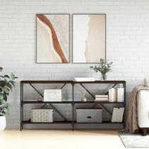 Konzoni stol boja smeđeg hrasta 160x30x75 cm od drva i željeza 832852 Konzoni stol boja smeđeg hrasta 160x30x75 cm od drva i željeza 832852